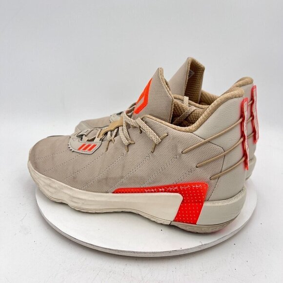 Adidas Dame 7 Bliss Men Size 11 FZ1046 Taupe Bright Orange Basketball Shoes - Picture 14 of 16